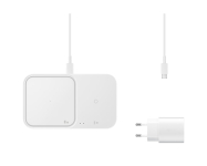 SAMSUNG Chargeur DUO sans fil 15W ( avec adaptateur secteur + cable USB-C ) Blanc