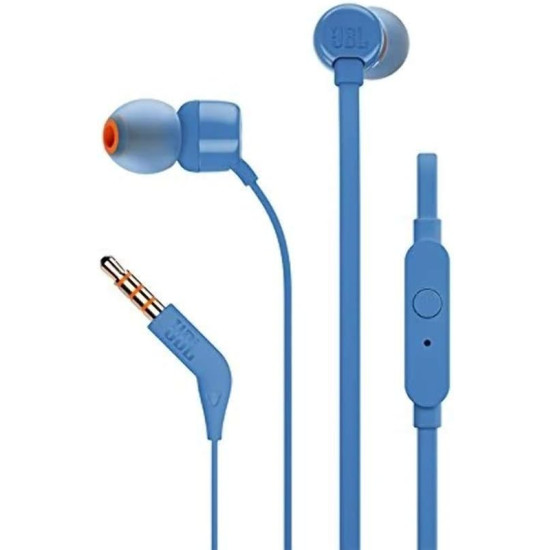 JBL Kit piétons Tune T110 intra-auriculaires jack 3,5 mm, Bleu