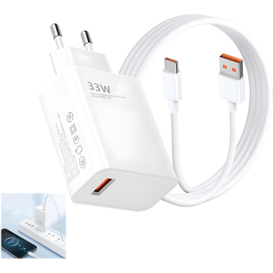Xiaomi Chargeur 33W USB avec câble USB-C Blanc