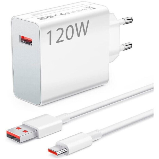 Xiaomi Chargeur 120W USB avec câble USB-C Blanc